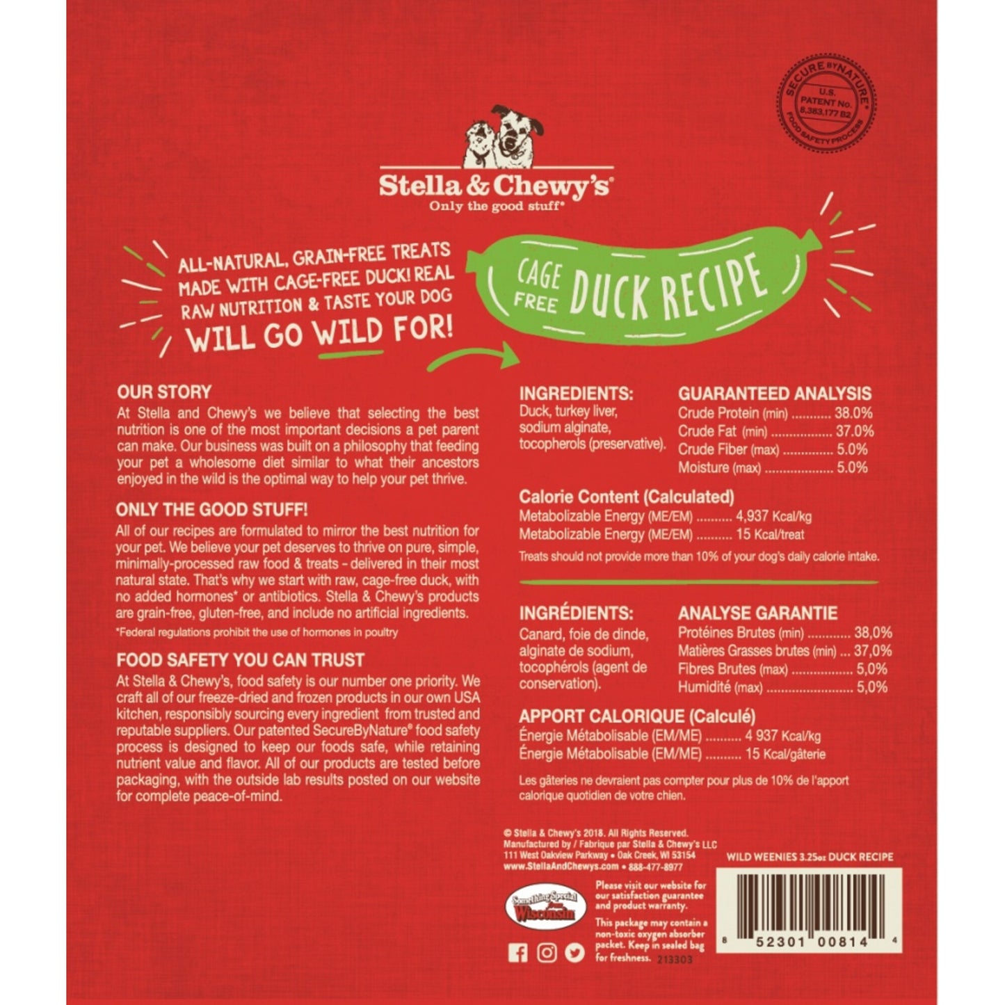 Stella & Chewy's Wild Weenies Grain Free Duck Recipe Freeze Dried Raw Dog Treats
