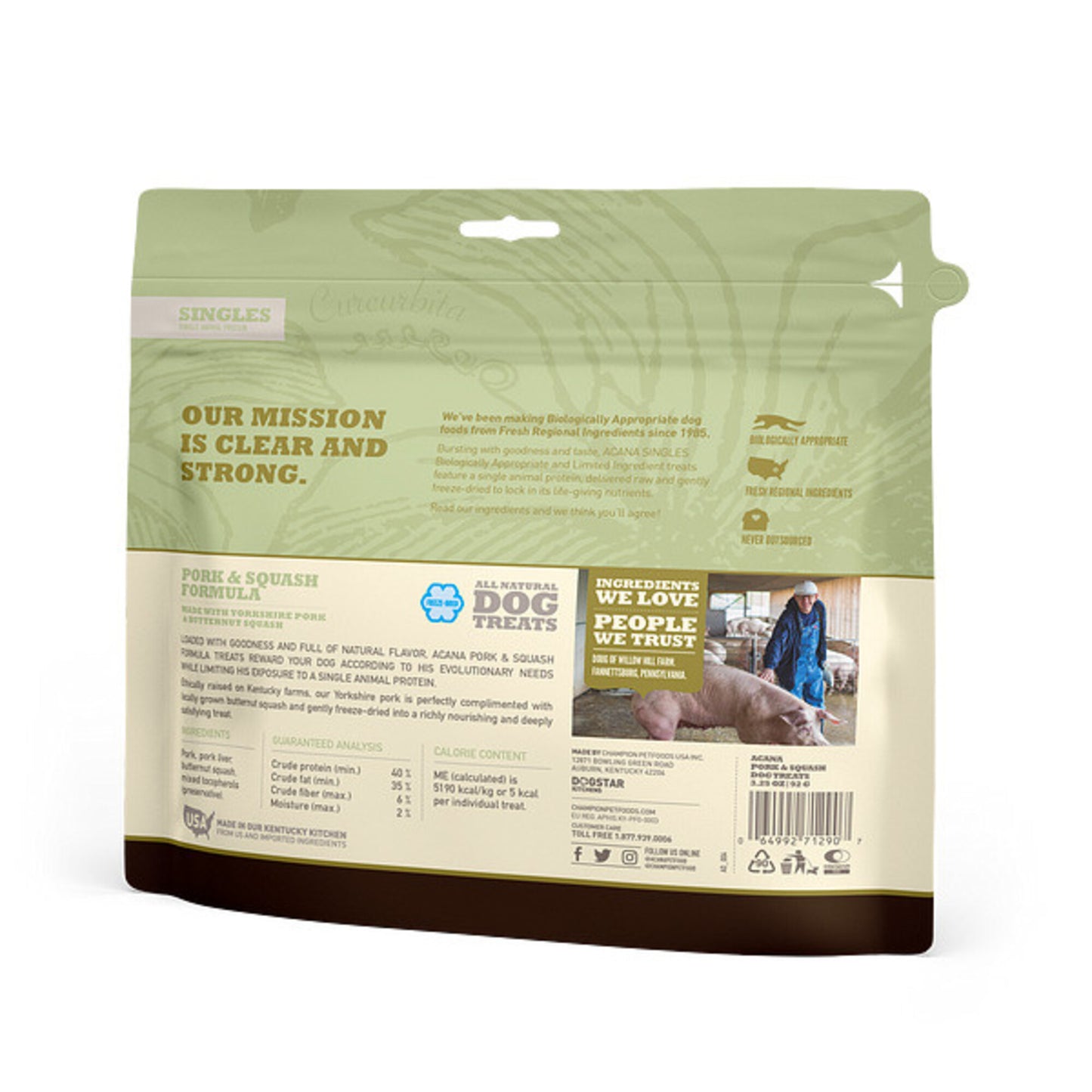ACANA Singles Grain Free Limited Ingredient Diet Pork & Squash Formula Dog Treats