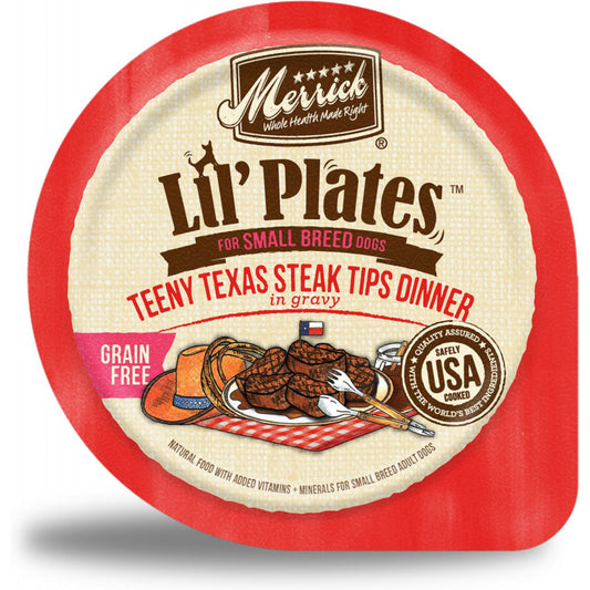 Merrick Lil' Plates Small Breed Grain Free Teeny Texas Steak Tips Dog Food Tray