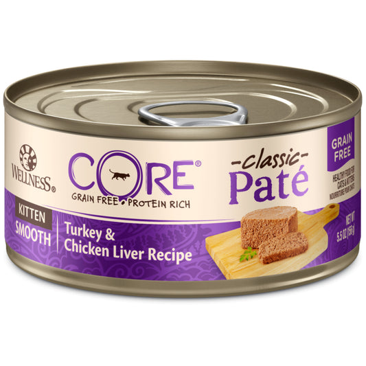 Wellness CORE Grain Free Natural Kitten Health Turkey and Chicken Smooth Pate Canned Cat Food