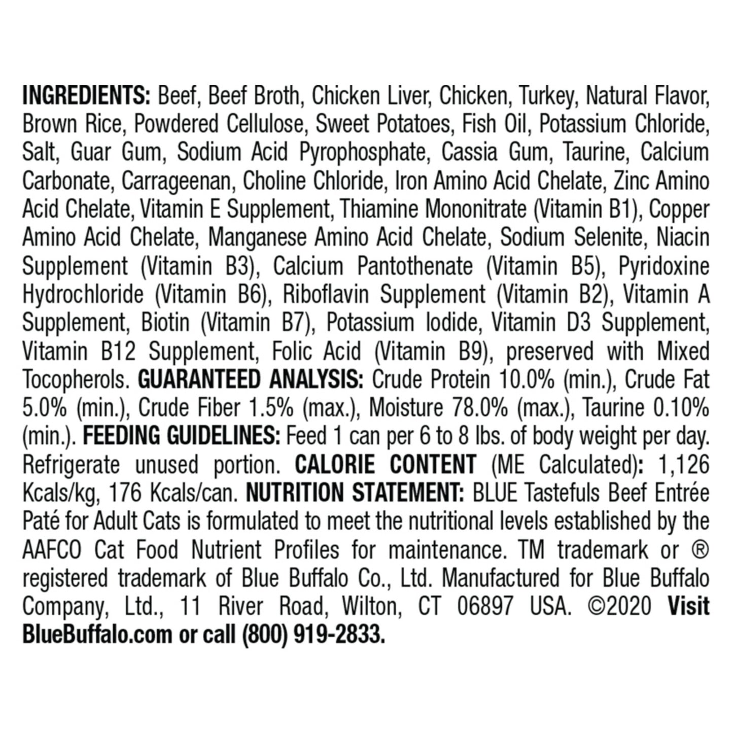 Blue Buffalo Tastefuls Natural Pate Beef Entree Wet Cat Food