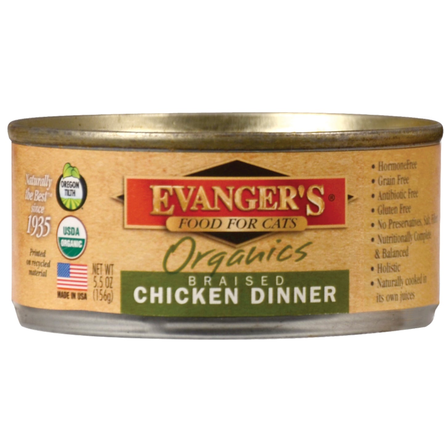 Evangers Organic Braised Chicken Canned Cat Food