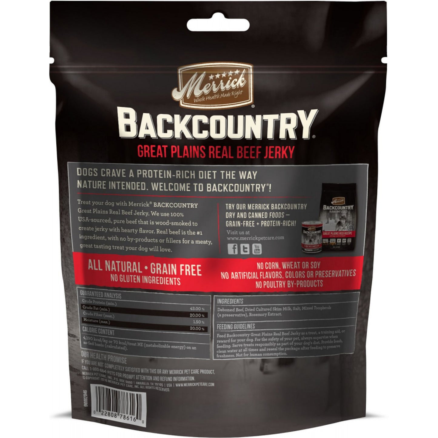 Merrick Backcountry Great Plains Grain Free Real Beef Jerky Dog Treats