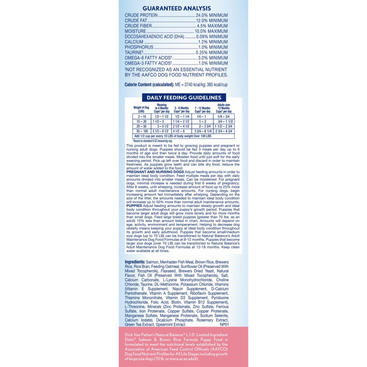 Natural Balance L.I.D. Limited Ingredient Diets Salmon & Brown Rice Puppy Formula Dry Dog Food