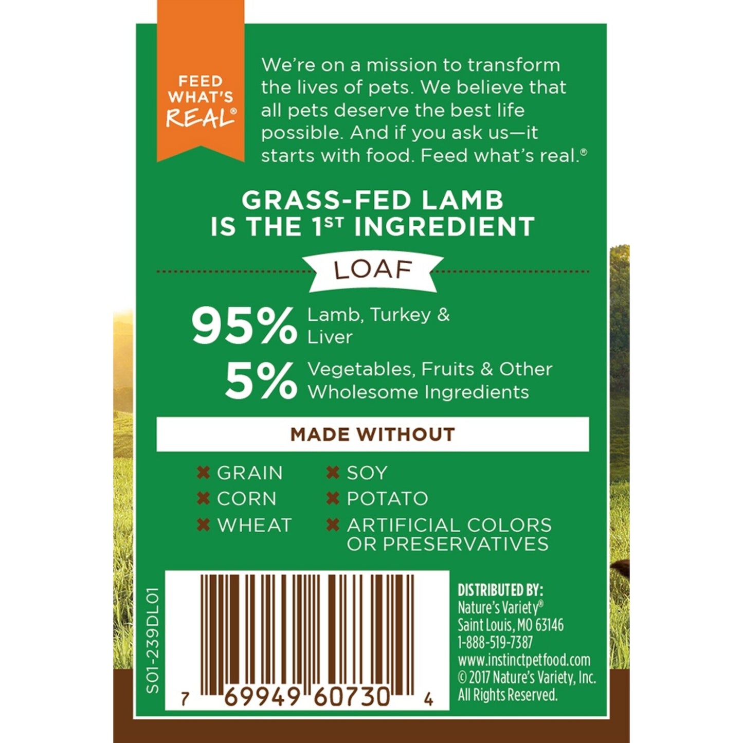 Nature's Variety Instinct Grain-Free Lamb Formula Canned Dog Food