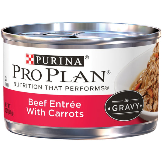 Purina Pro Plan Savor Adult Beef Entree in Gravy with Carrots Canned Cat Food