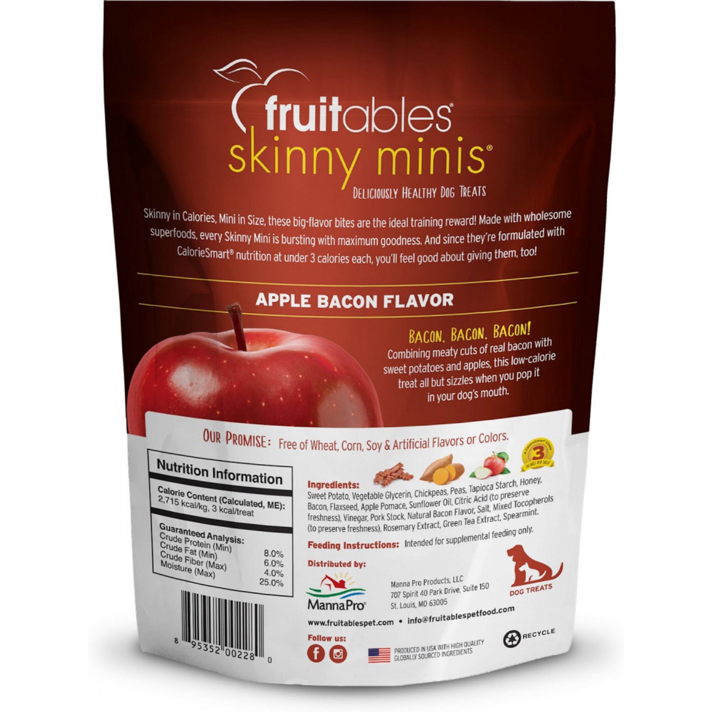 Fruitables Chewy Skinny Minis Apple Bacon Dog Treats