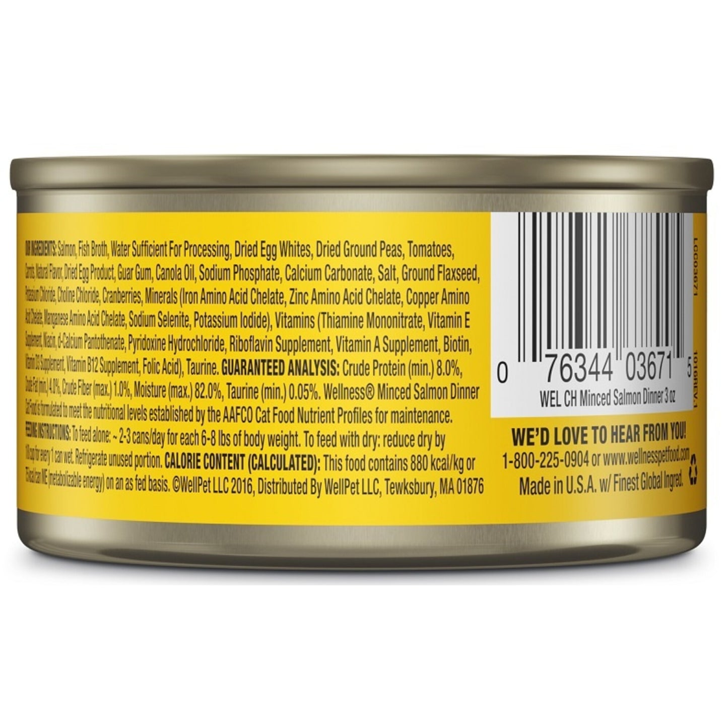 Wellness Grain Free Natural Minced Salmon Dinner Wet Canned Cat Food