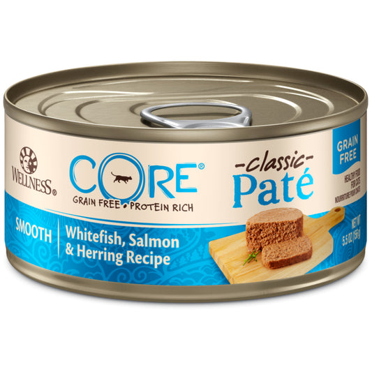Wellness CORE Grain Free Natural Whitefish, Salmon & Herring Smooth Pate Canned Cat Food