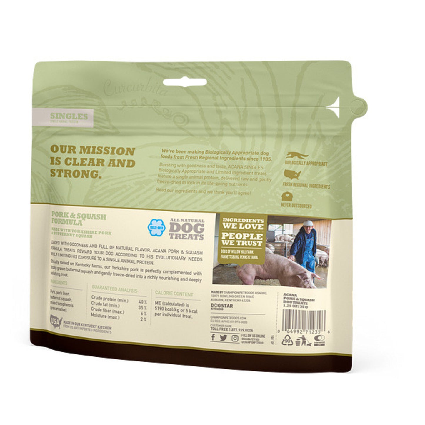 ACANA Singles Grain Free Limited Ingredient Diet Pork & Squash Formula Dog Treats