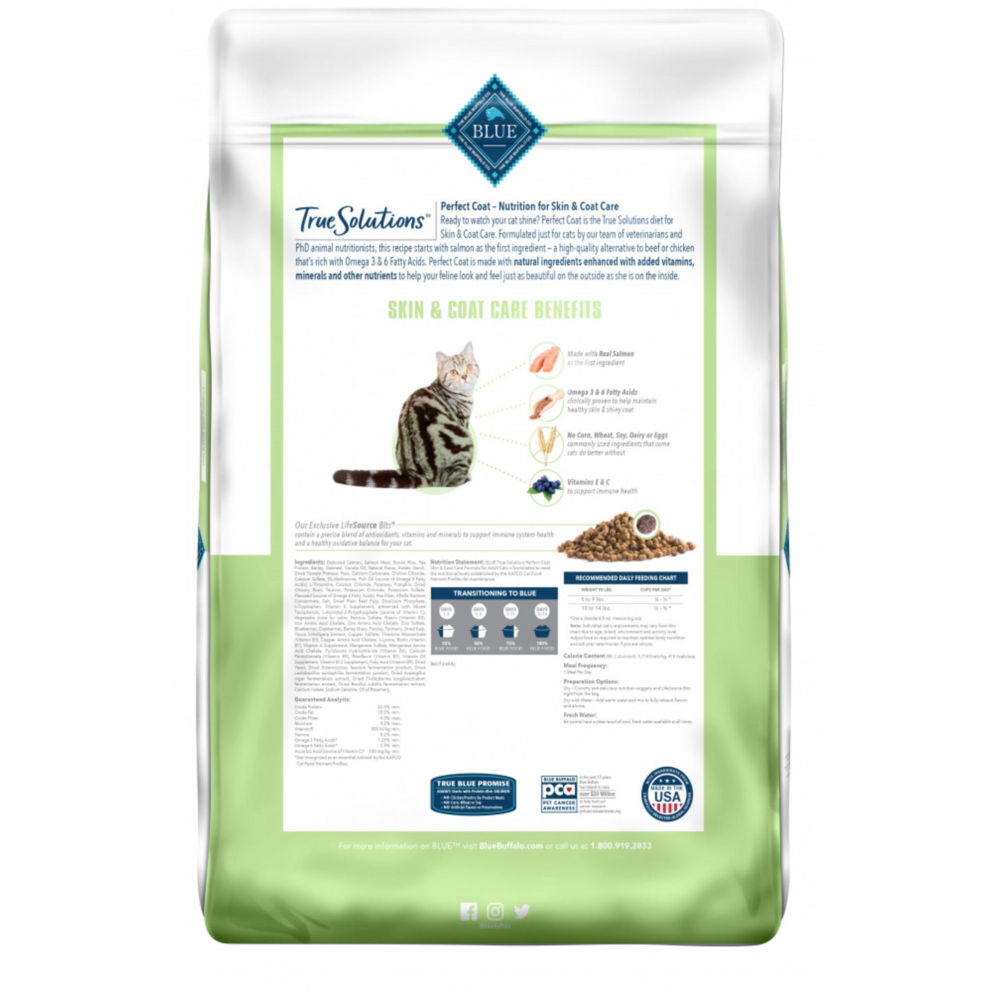 Blue Buffalo True Solutions Perfect Coat Natural Skin & Coat Care Salmon Recipe Adult Dry Cat Food