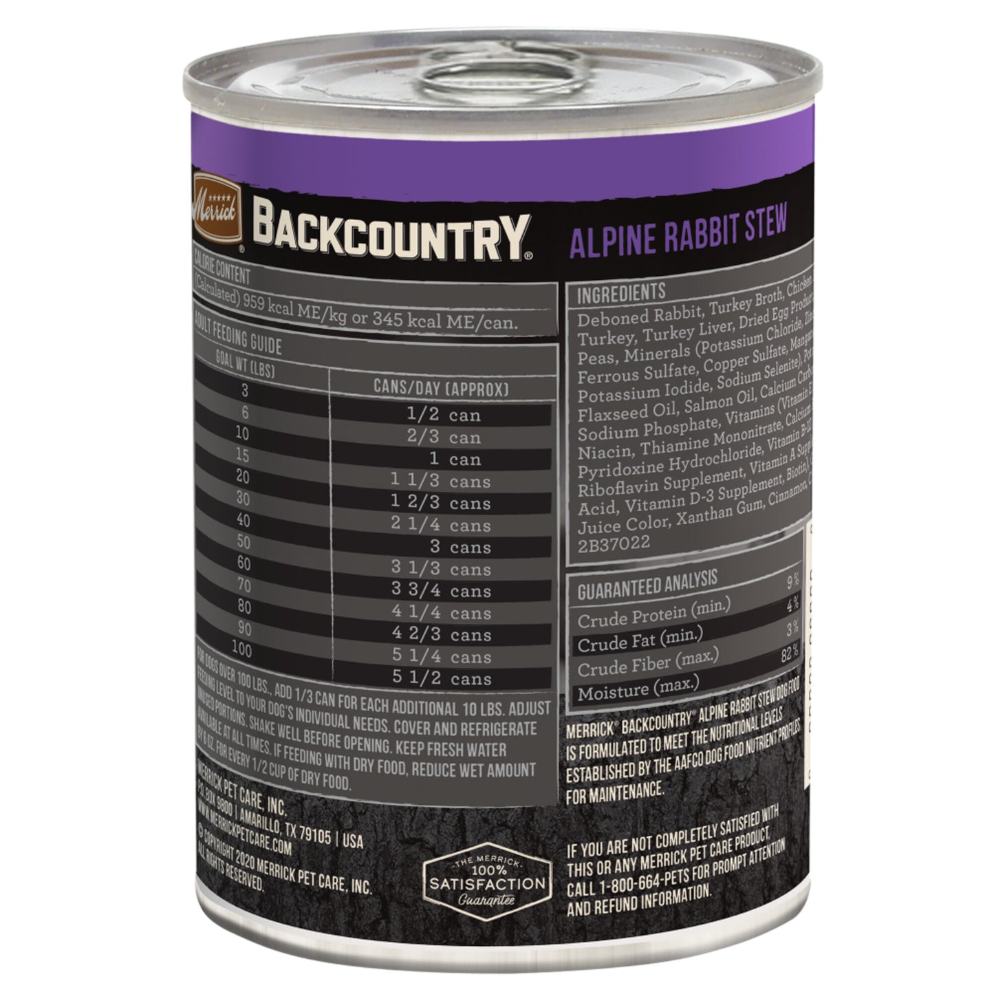 Merrick Backcountry Grain Free Alpine Rabbit Stew Canned Dog Food