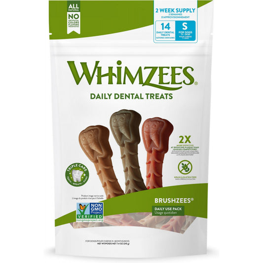 Whimzees Daily Use Brushzees Small Pack Dental Dog Treats