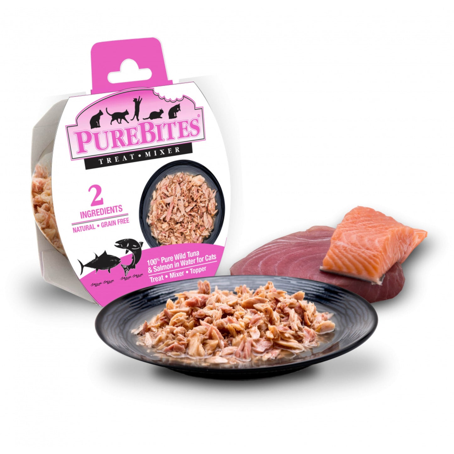 PureBites Mixers Wild Skipjack Tuna & Wild Alaskan Salmon in Water Cat Food Topper Treat