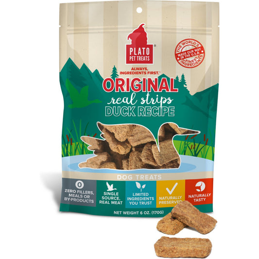 Plato All Natural Duck Strips Dog Treats