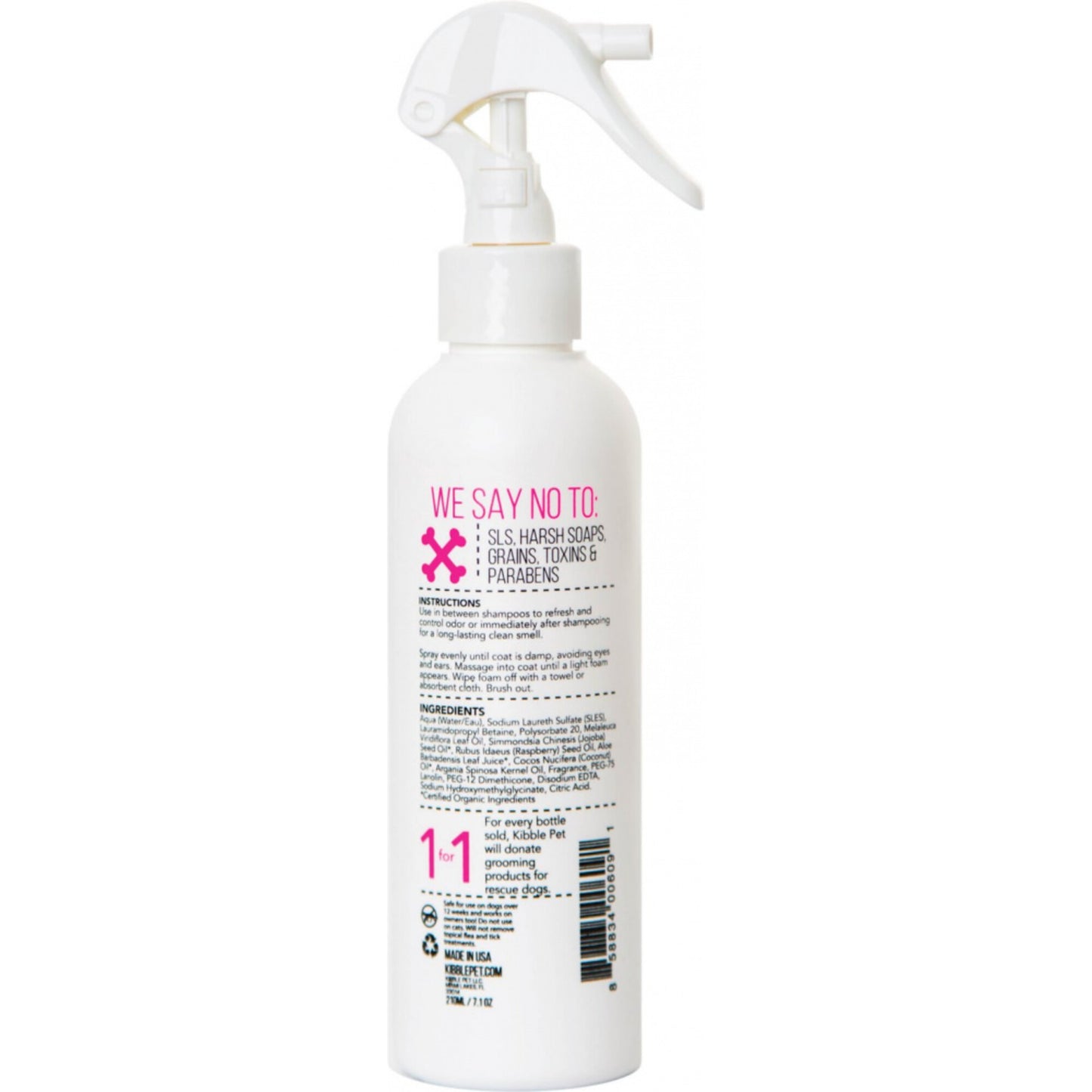 Kibble Pet Brush In Shine Waterless Shampoo  Warm Vanilla Amber