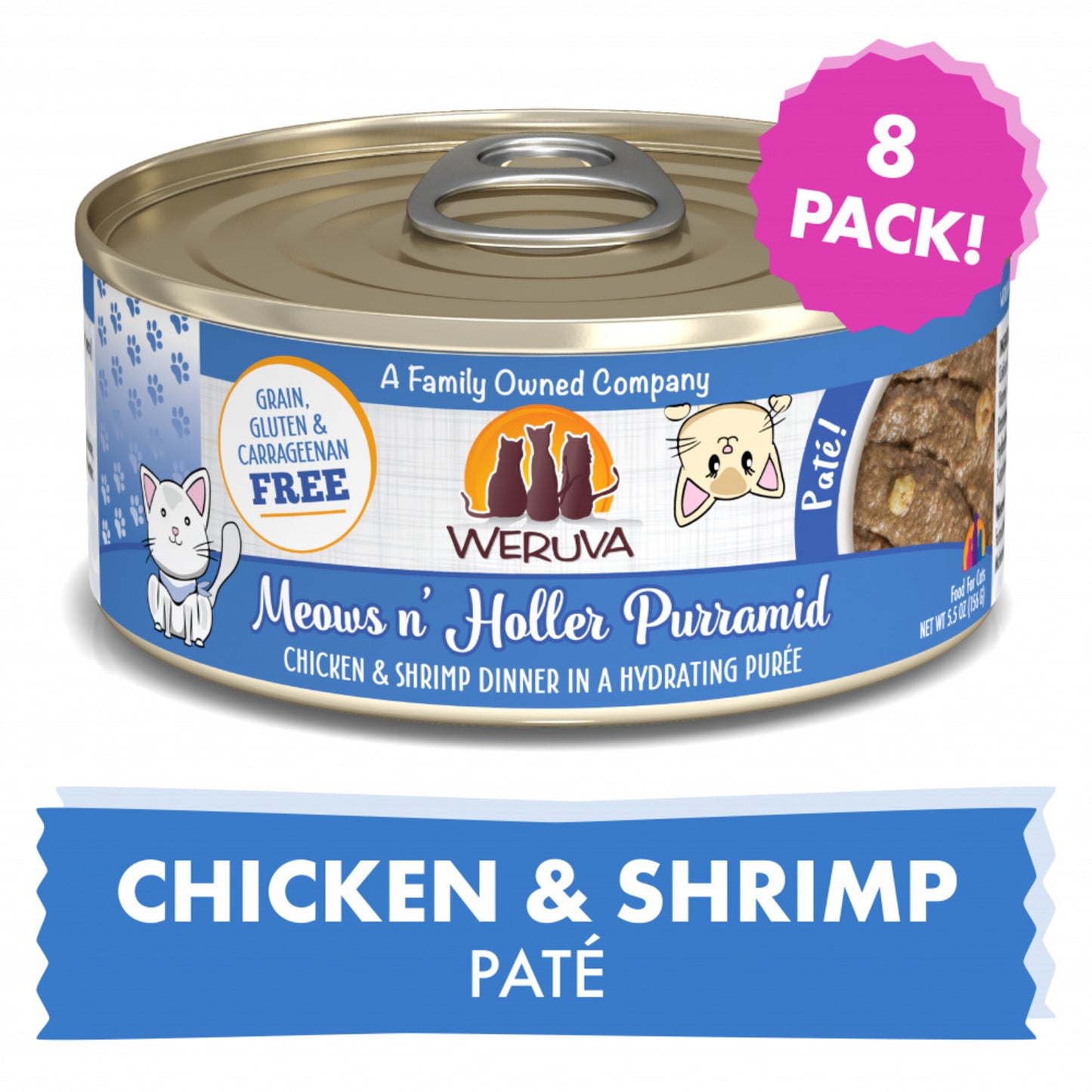 Weruva Classic Cat Pate Meows n' Holler PurrAmid with Chicken & Shrimp Canned Cat Food