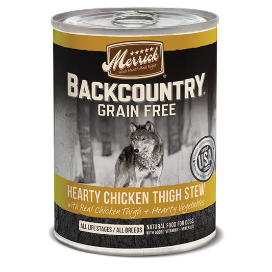 Merrick Backcountry Grain Free Hearty Chicken Thigh Stew Canned Dog Food