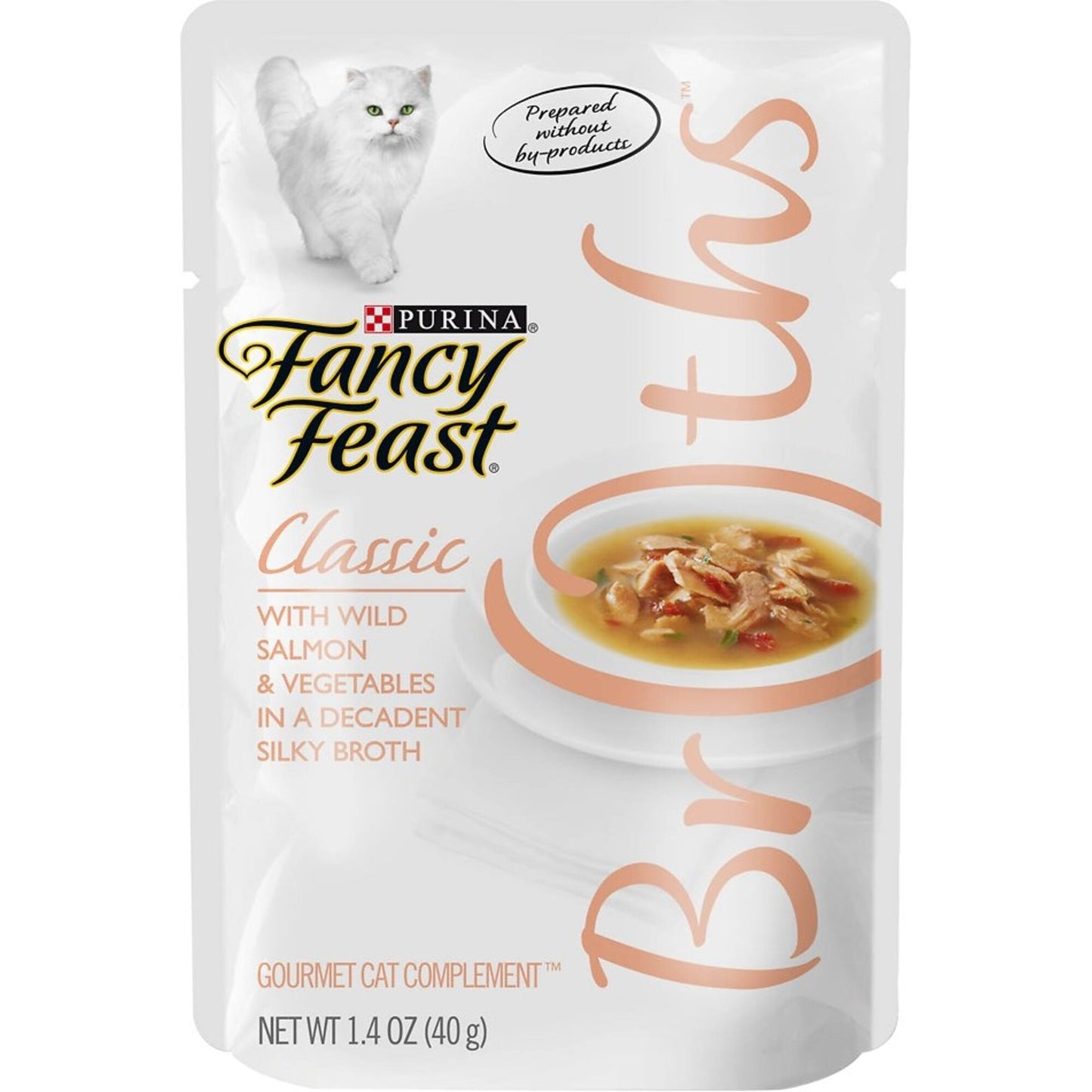 Fancy Feast Classic Broths with Wild Salmon & Vegetables Supplemental Cat Food Pouches