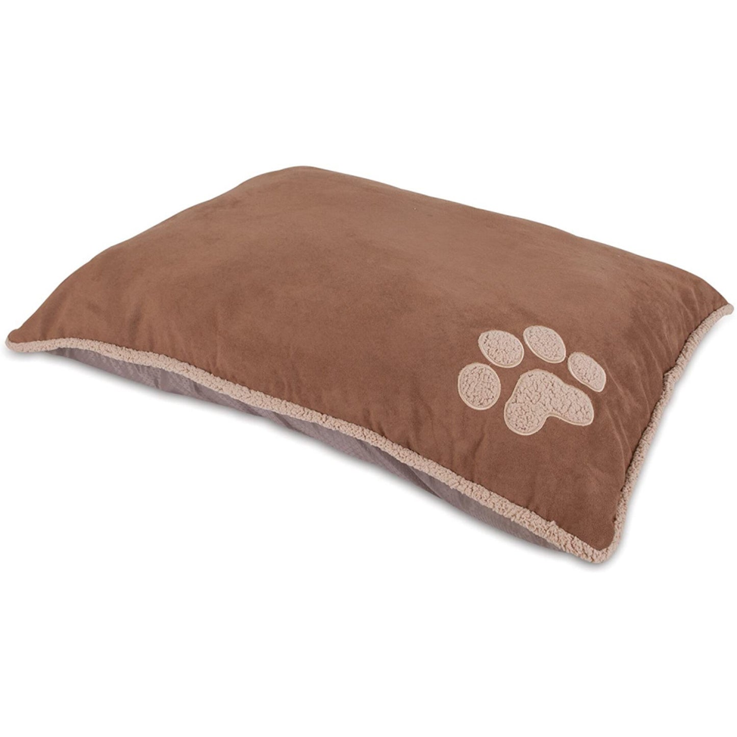 Petmate Aspen Shearling Pillow Pet Bed Dark Tan