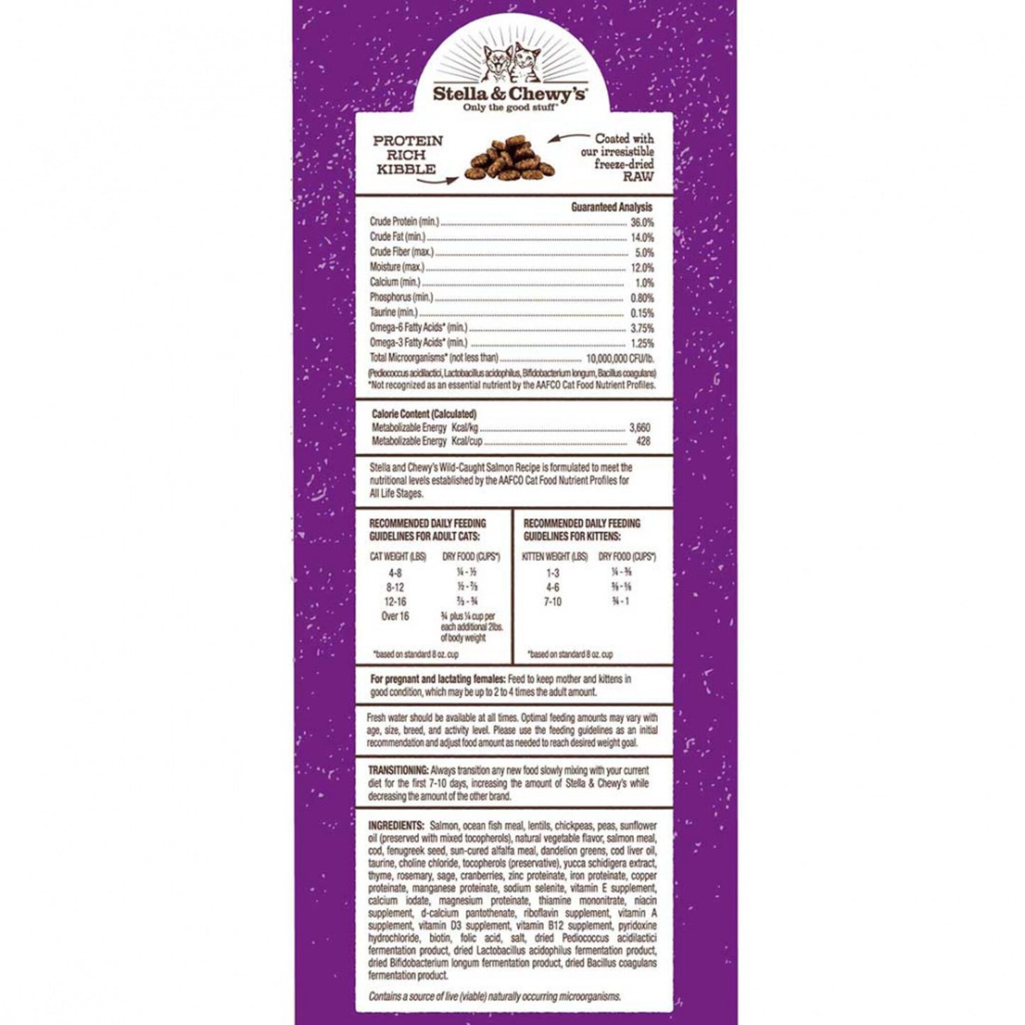 Stella & Chewy's Raw Coated Kibble Wild Caught Salmon Recipe Dry Cat Food