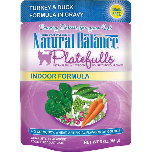 Natural Balance Platefulls Indoor Turkey and Duck Formula in Gravy Pouch Wet Cat Food