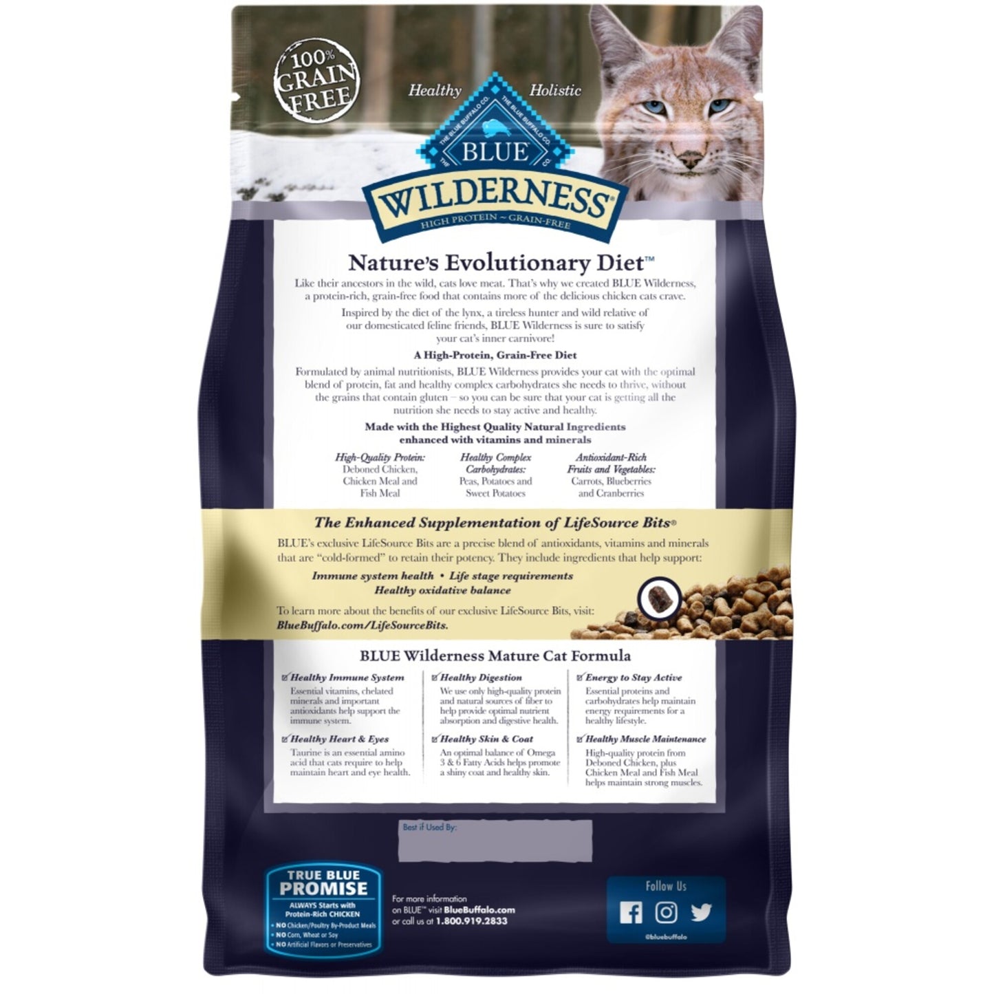 Blue Buffalo Wilderness Grain Free Chicken High Protein Recipe Mature Dry Cat Food