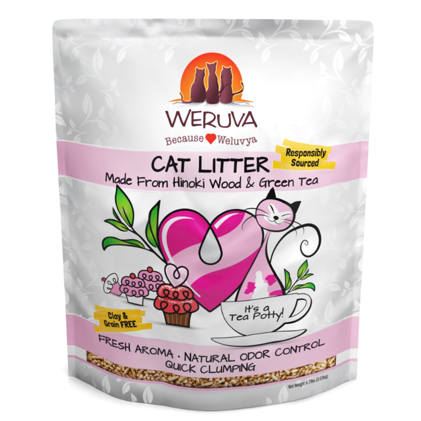 It's A Tea Potty! Weruva Cat Litter with Hinoki Wood & Green Tea