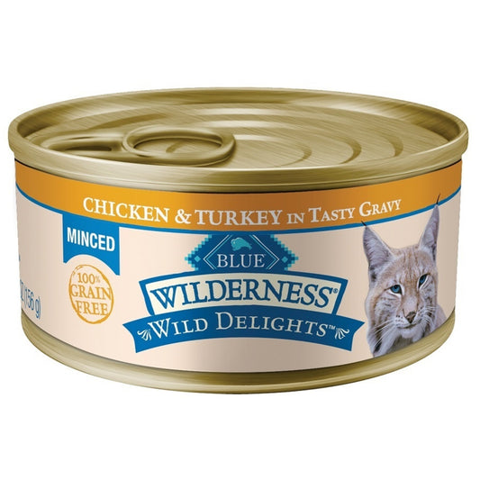 Blue Buffalo Wilderness Wild Delights Minced Chicken and Turkey Recipe Canned Cat Food