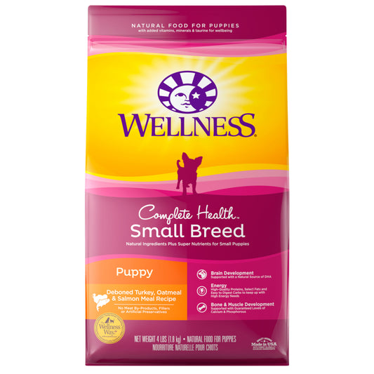 Wellness Complete Health Natural Small Breed Puppy Healthy Weight Turkey, Oatmeal and Salmon Meal Recipe Dry Dog Food