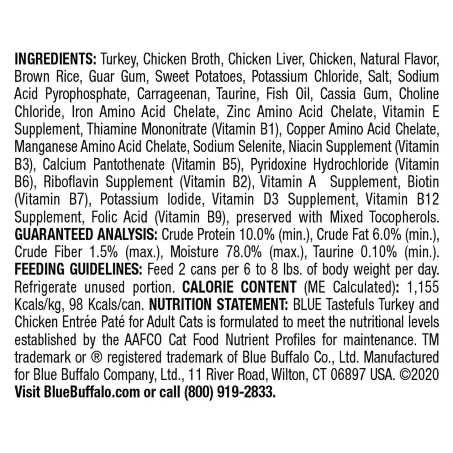 Blue Buffalo Tastefuls Natural Pate Turkey & Chicken Entree Wet Cat Food