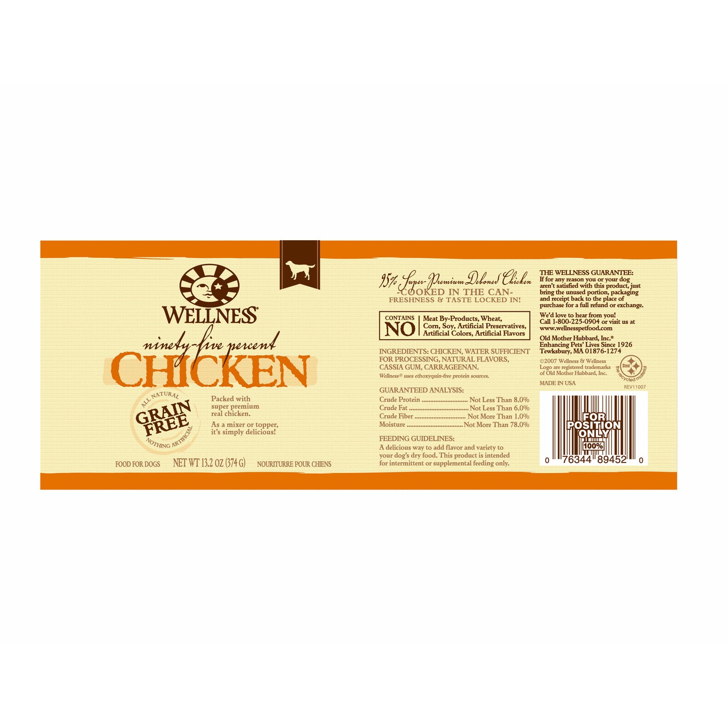 Wellness Natural Grain Free 95% Chicken Recipe Adult Wet Canned Dog Food
