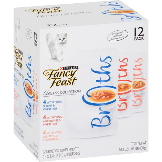Fancy Feast Classic Collection Broths Variety Pack Supplemental Cat Food Pouches
