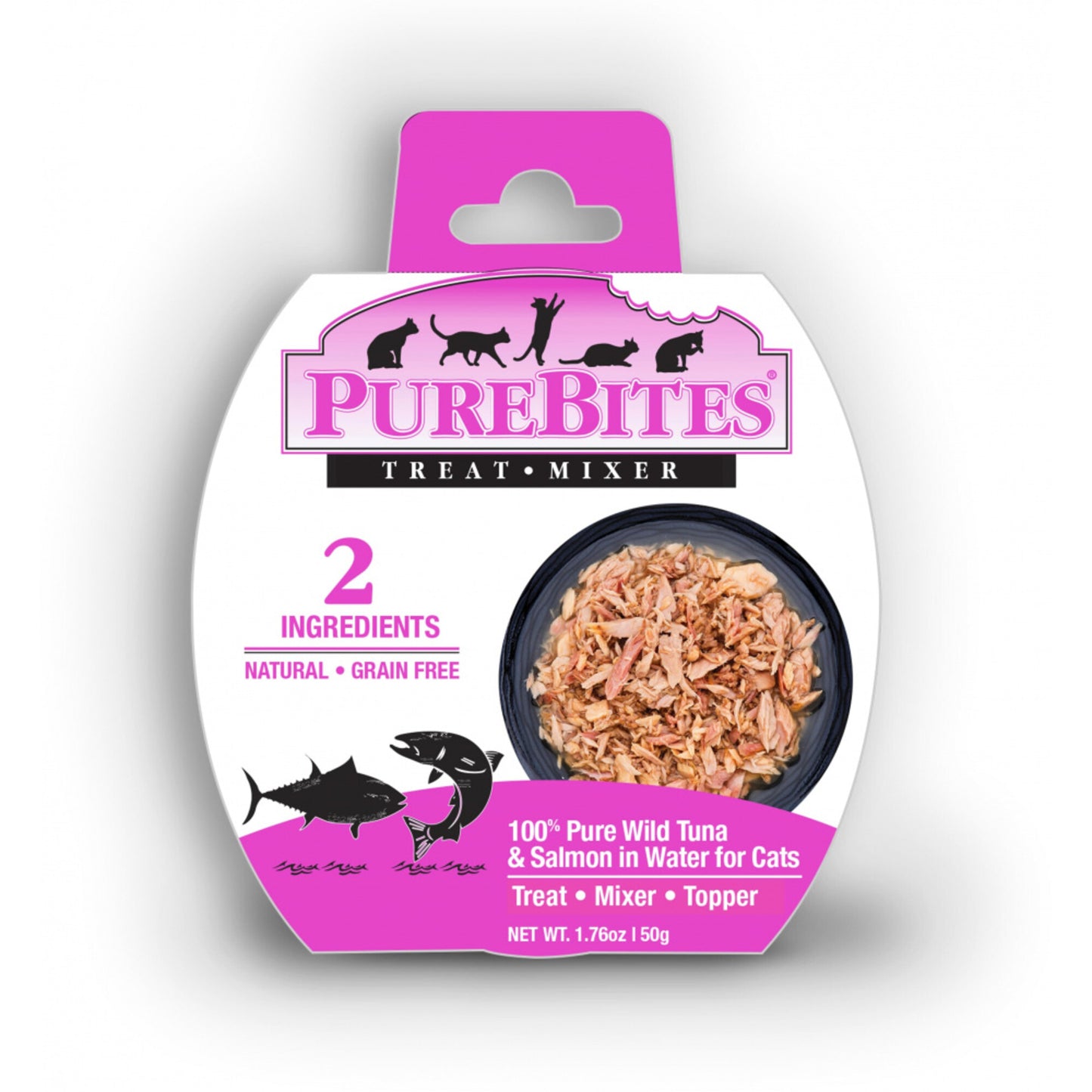 PureBites Mixers Wild Skipjack Tuna & Wild Alaskan Salmon in Water Cat Food Topper Treat