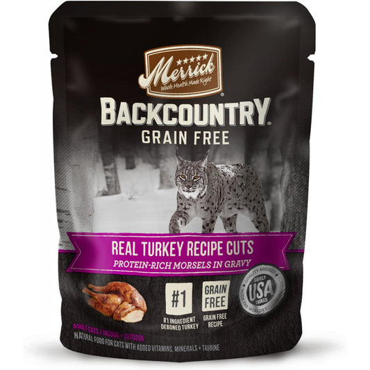 Merrick Backcountry Grain Free Real Turkey Cuts Recipe Cat Food Pouch