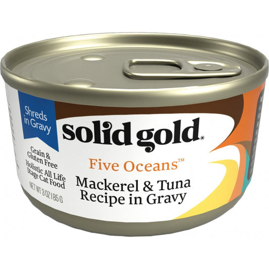Solid Gold Five Oceans Grain Free Mackerel & Tuna in Gravy Recipe Canned Cat Food