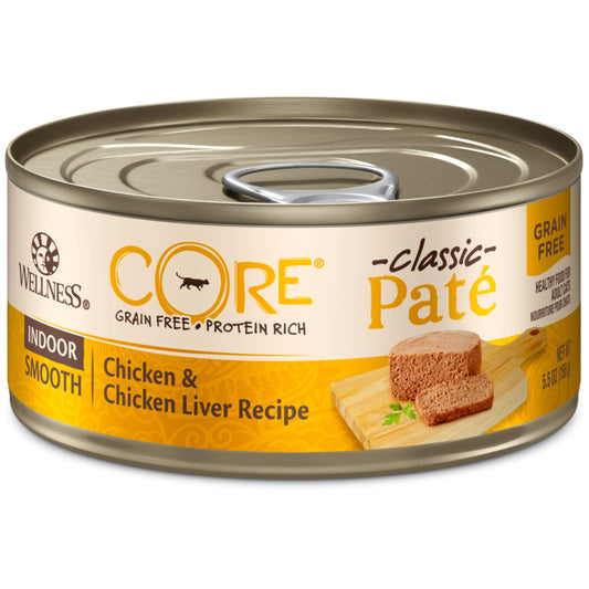 Wellness CORE Natural Grain Free Indoor Chicken and Chicken Liver Smooth Pate Wet Canned Cat Food