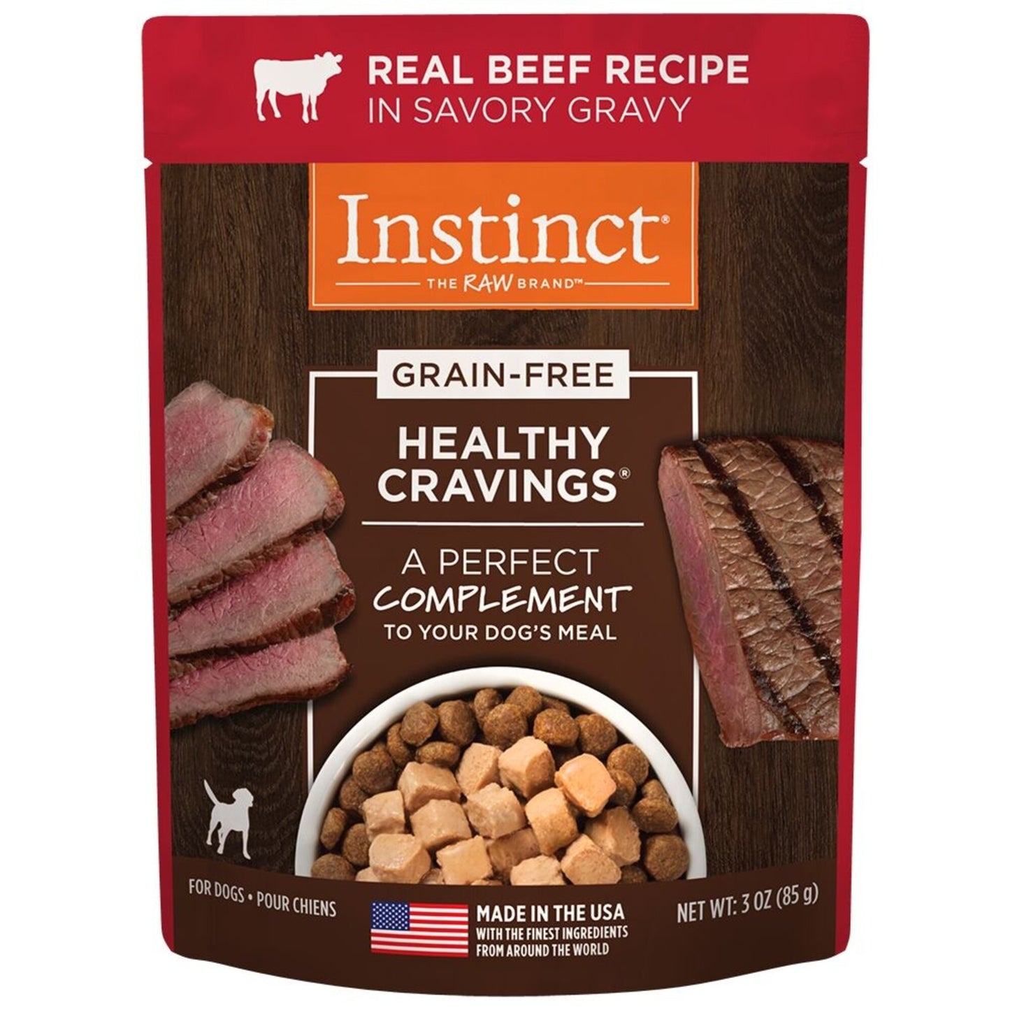 Instinct Healthy Cravings Grain-Free Tender Beef Recipe Meal Topper Pouches for Dogs