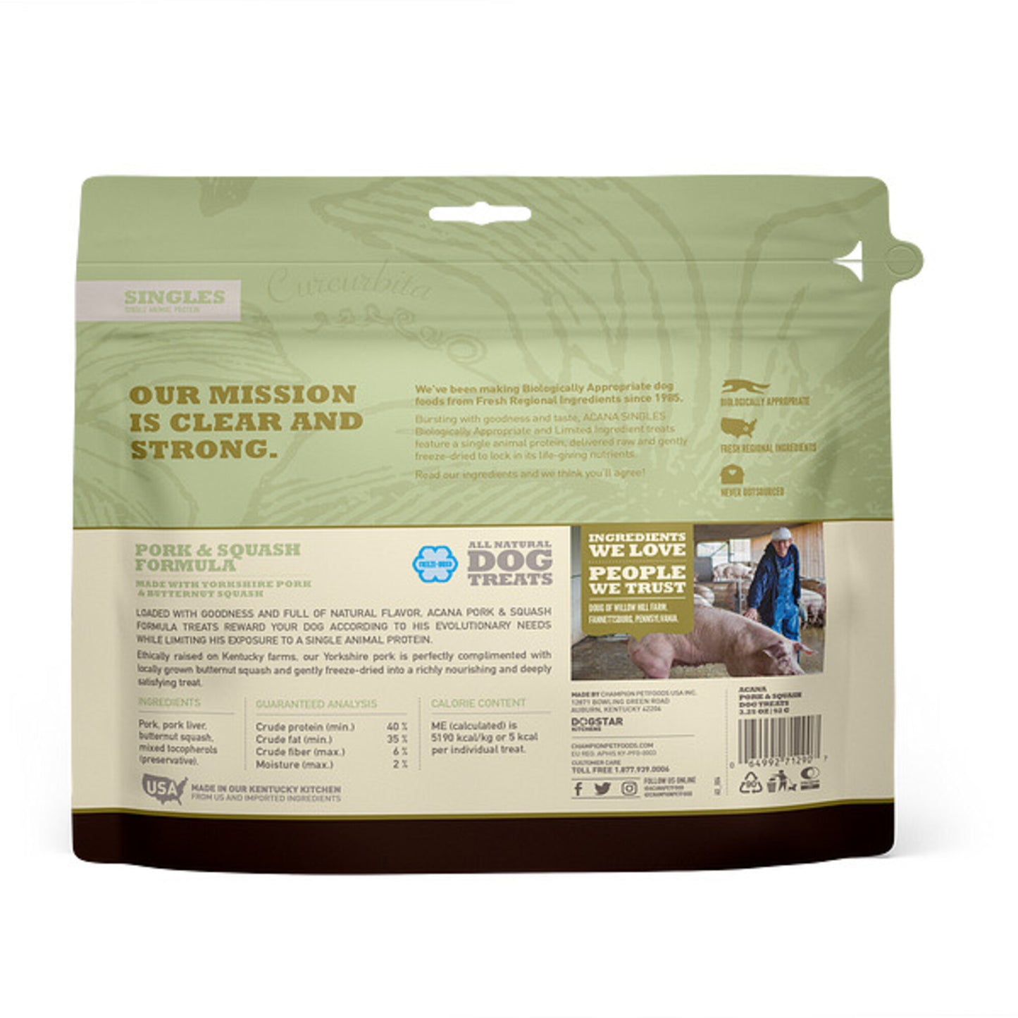 ACANA Singles Grain Free Limited Ingredient Diet Pork & Squash Formula Dog Treats