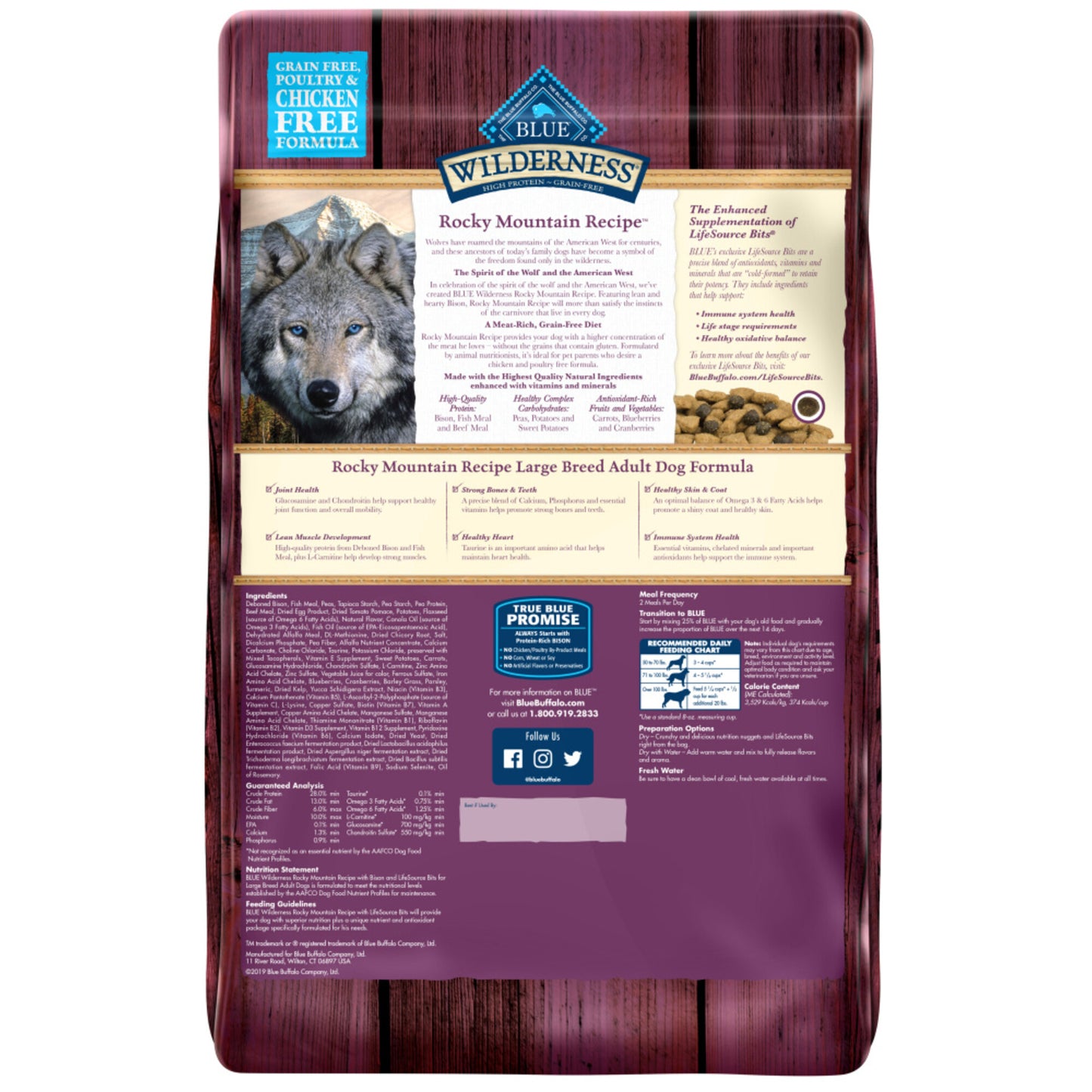 Blue Buffalo Wilderness Rocky Mountain Grain Free Natural Bison High Protein Recipe Adult Large Breed Dry Dog Food