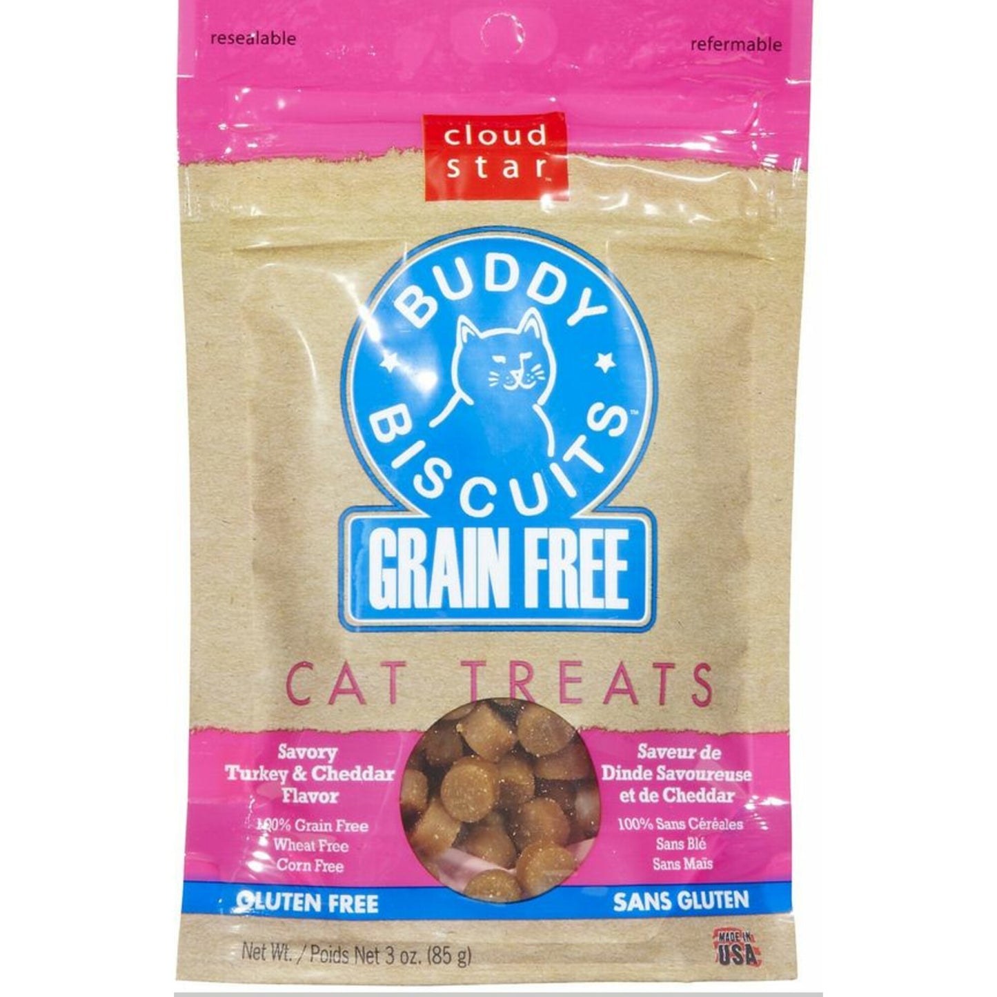 Cloud Star Buddy Biscuits Grain Free Turkey and Cheddar Cat Treats