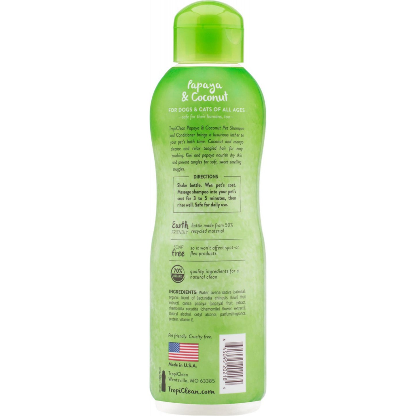 Tropiclean Papaya Plus 2 in 1 Pet Shampoo