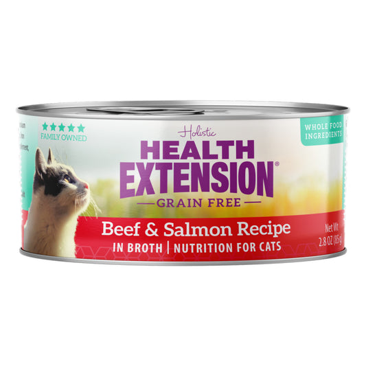 Health Extension Grain Free Beef and Salmon Recipe Canned Cat Food