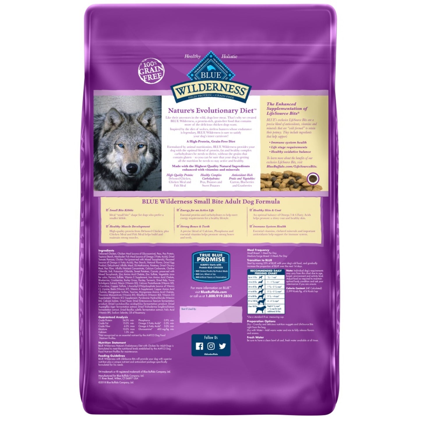 Blue Buffalo Wilderness Grain Free Natural Chicken Recipe High Protein Adult Small Bite Dry Dog Food
