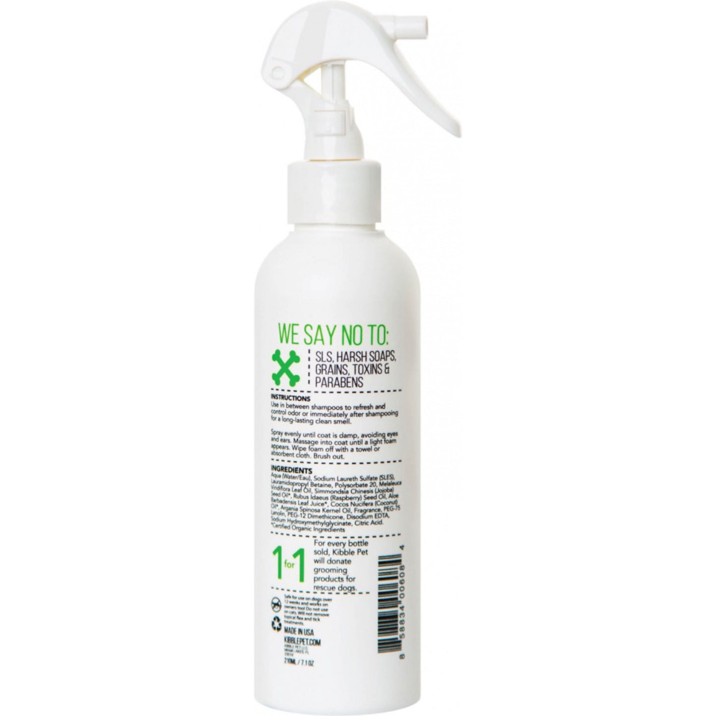Kibble Pet Brush In Shine Waterless Shampoo  Aloe Vera Honey