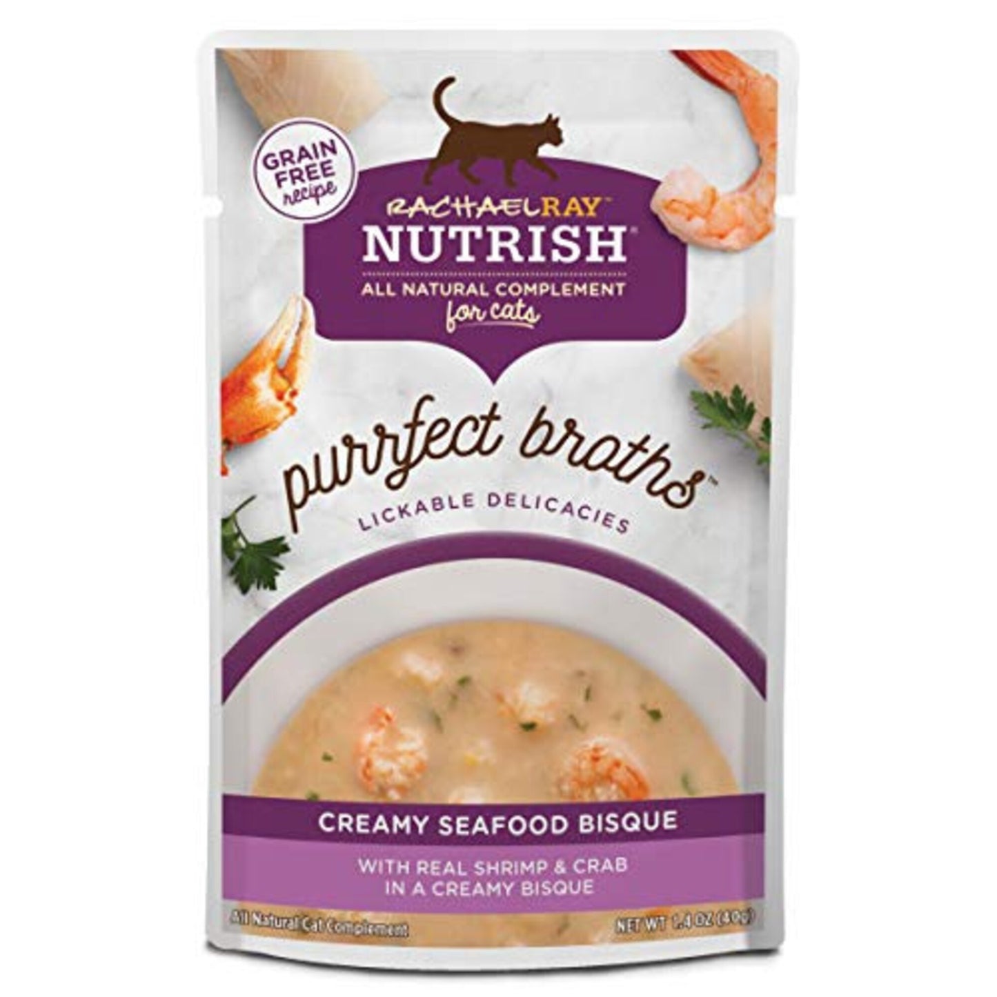 Rachael Ray Nutrish Purrfect Broths Creamy Seafood Bisque Recipe Wet Cat Food Topper