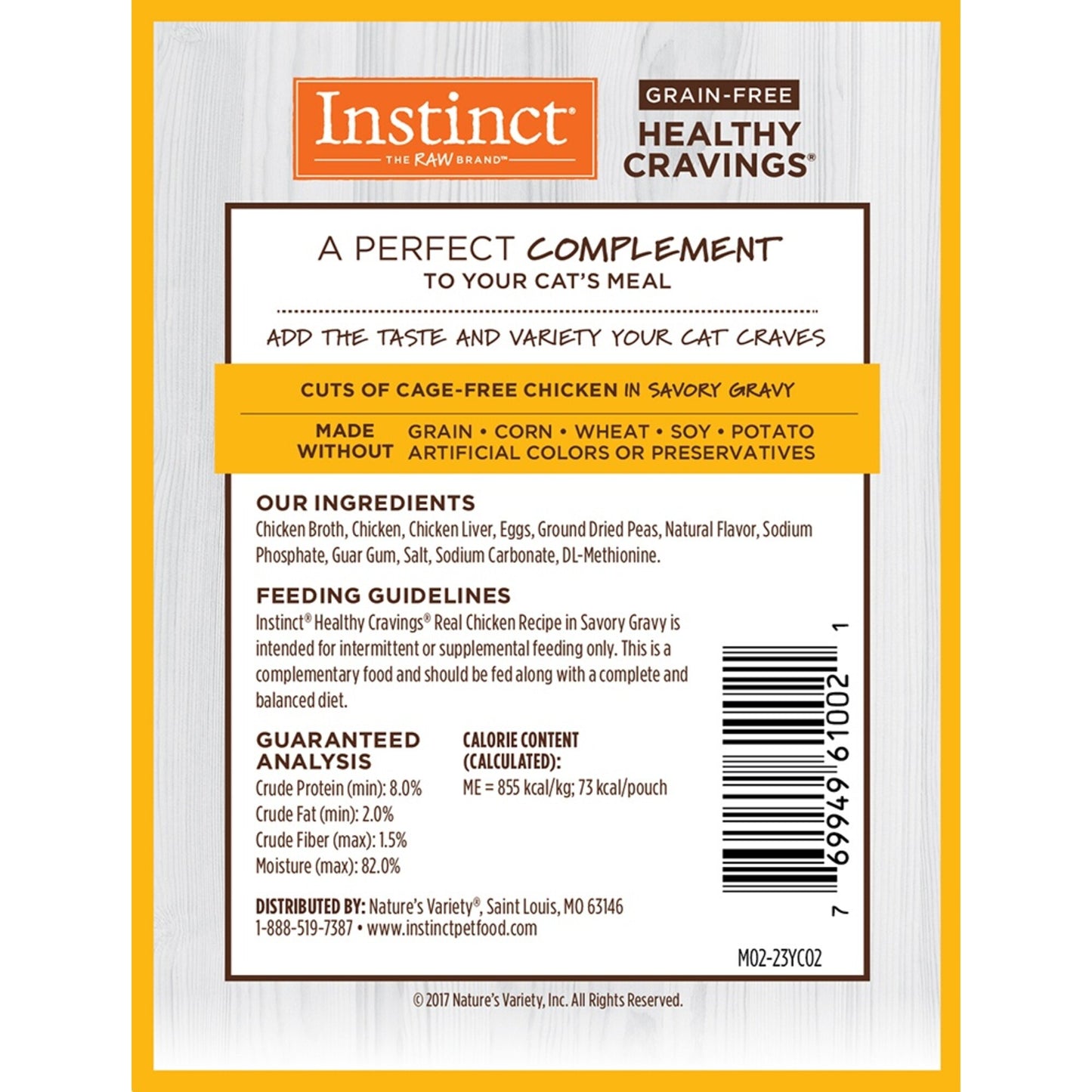 Instinct Healthy Cravings Grain Free Tender Chicken Recipe Meal Topper Pouches for Cats