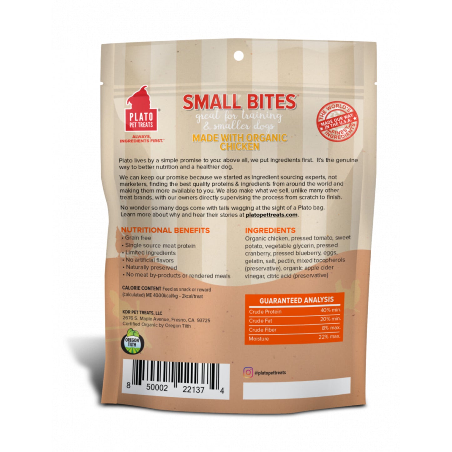 Plato Small Bites Organic Chicken Dog Treats