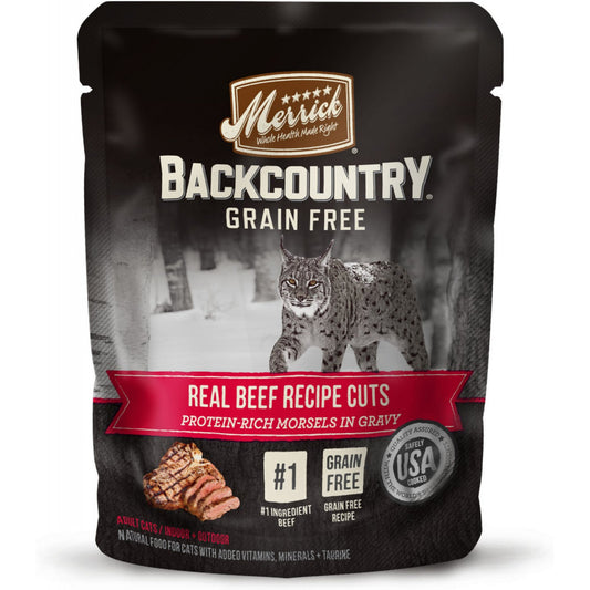 Merrick Backcountry Grain Free Real Beef Cuts Recipe Cat Food Pouch