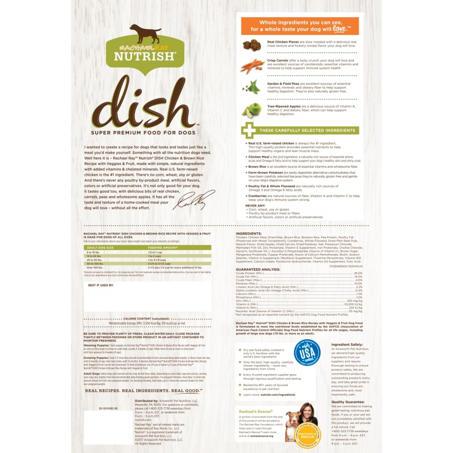 Rachael Ray Nutrish Dish Natural Chicken & Brown Rice with Fruit & Veggies Recipe Dry Dog Food